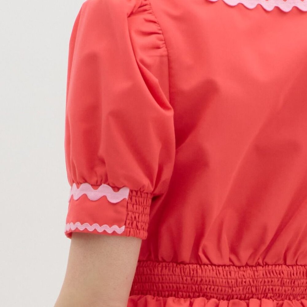 ENTRO RED RUFFLE PEPLUM TOP - Picture 6 of 7